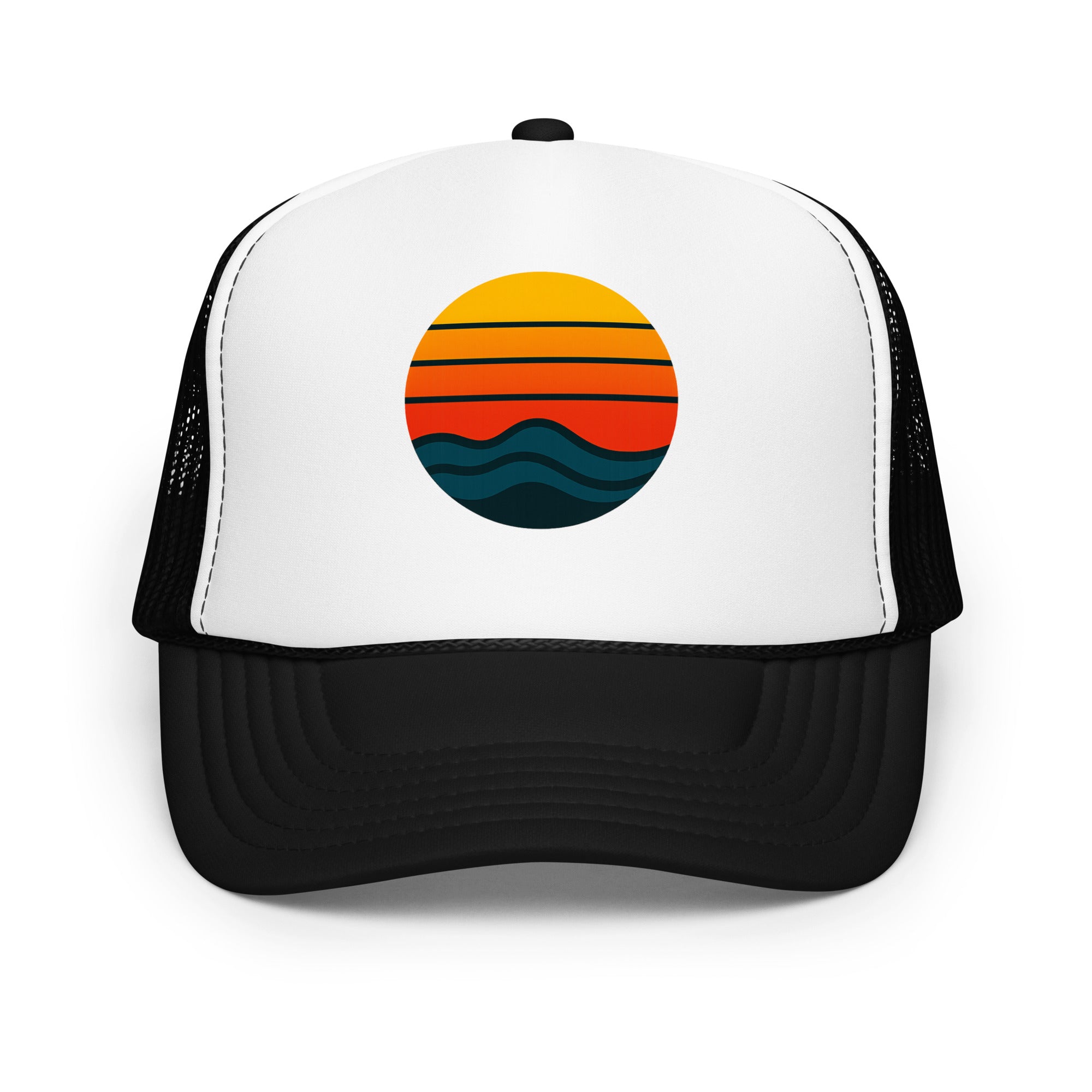 super cool sunset wave trucker hat