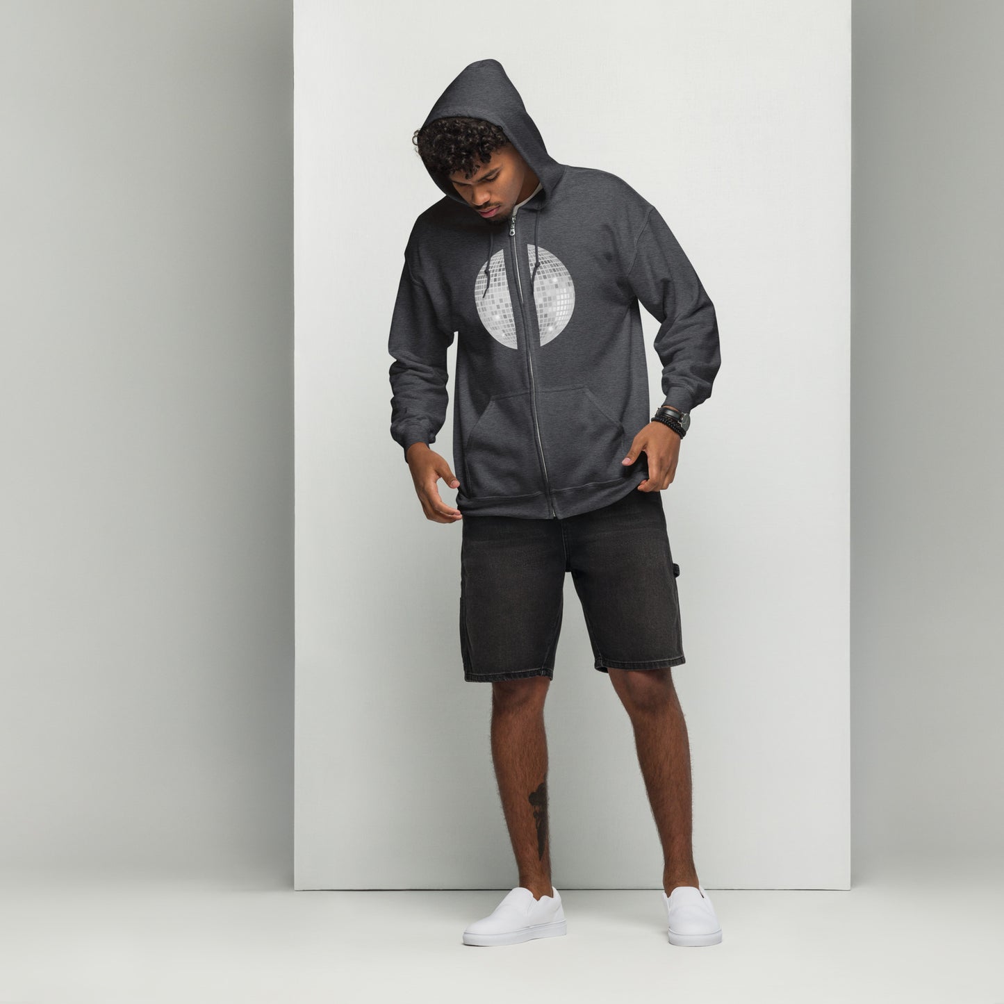 discoball front | zip hoodie