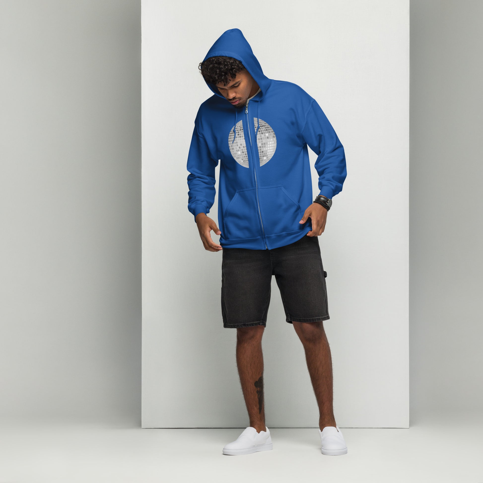 discoball front | zip hoodie