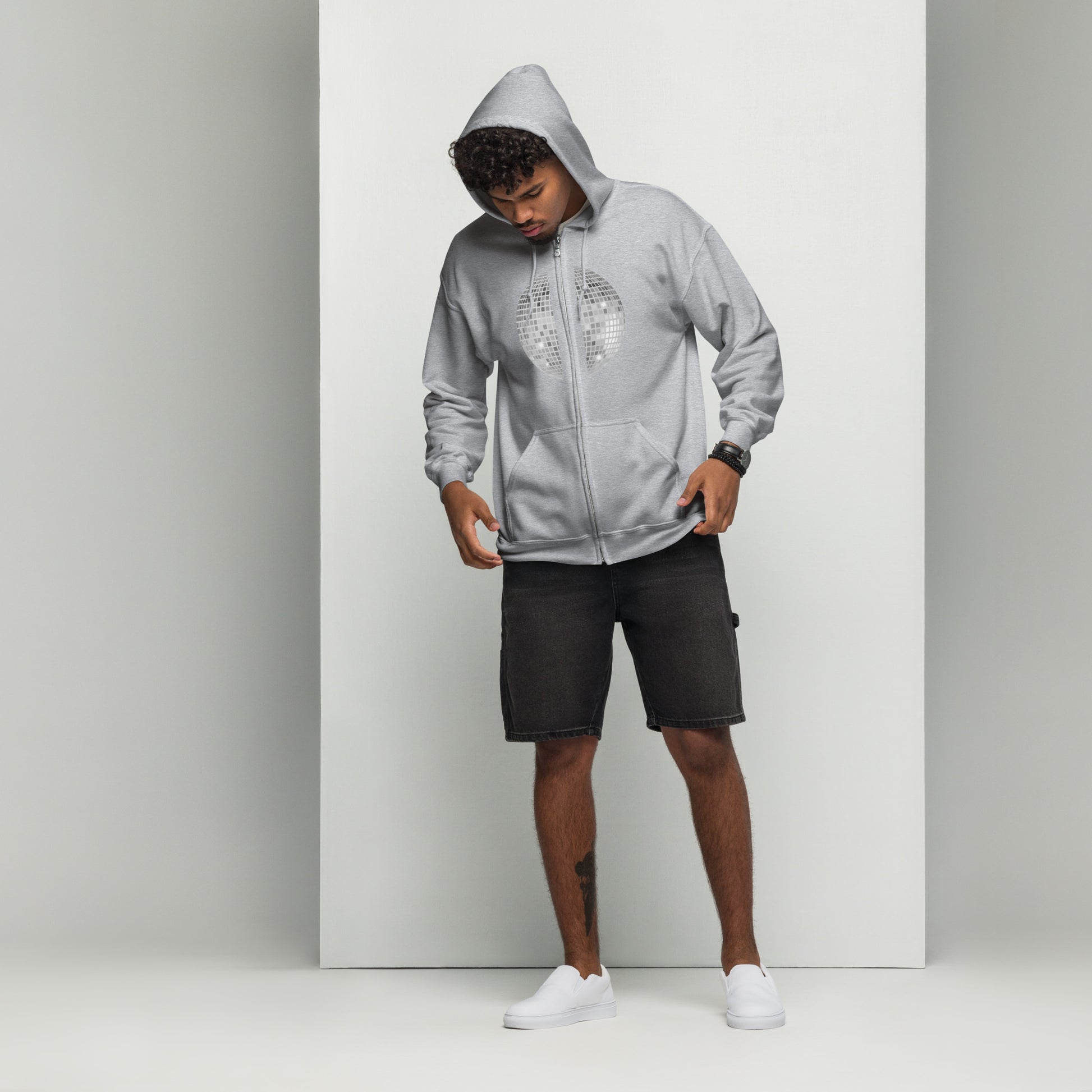 discoball front | zip hoodie