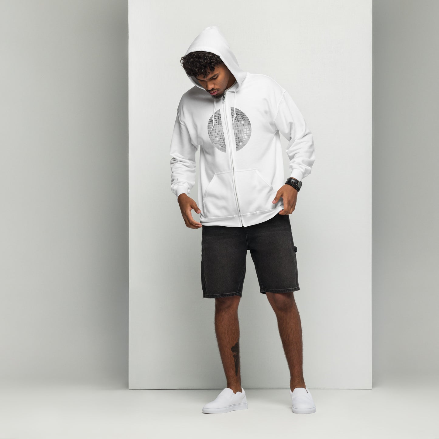 discoball front | zip hoodie