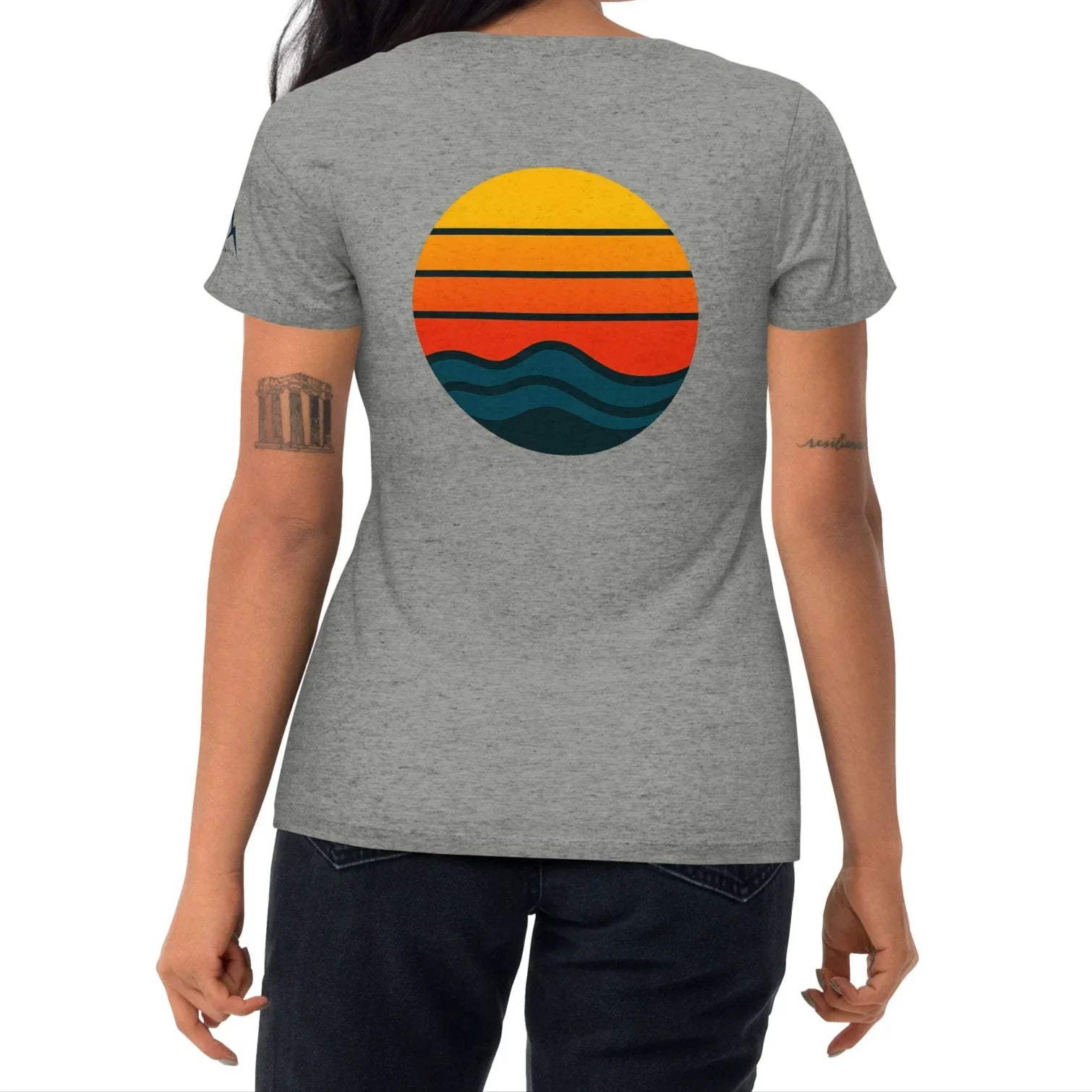 sunset waves back | fitted tee - f u n k + f i n a