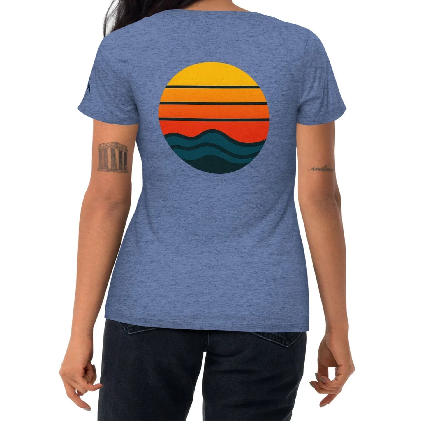 sunset waves back | fitted tee - f u n k + f i n a