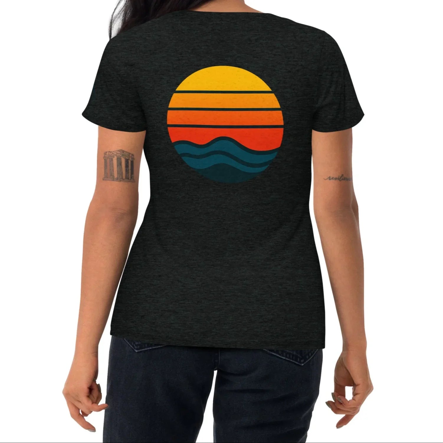 sunset waves back | fitted tee - f u n k + f i n a