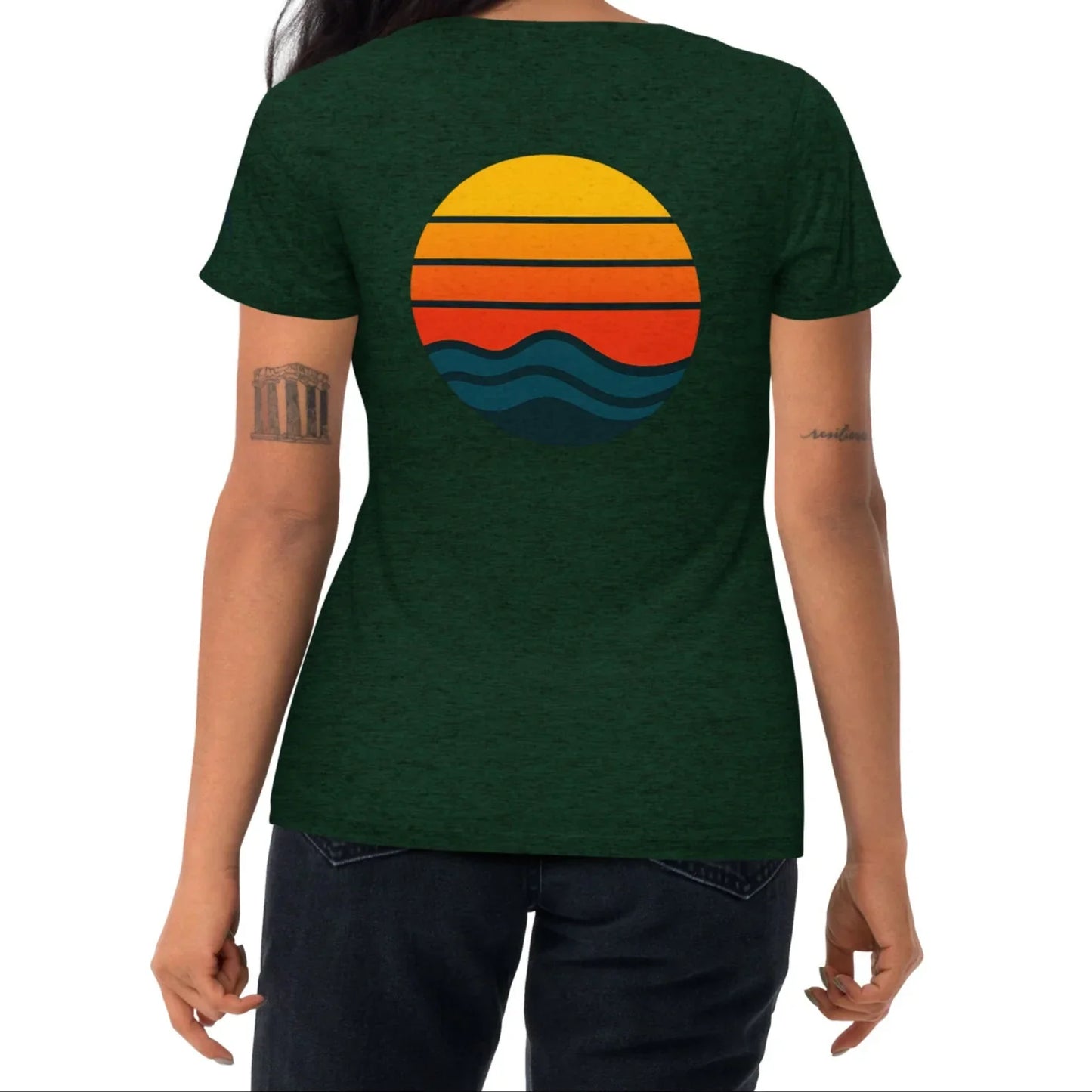sunset waves back | fitted tee - f u n k + f i n a