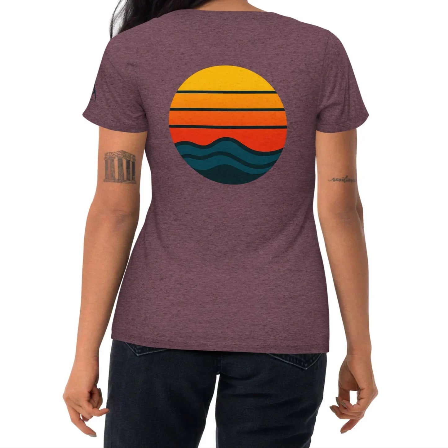 sunset waves back | fitted tee - f u n k + f i n a