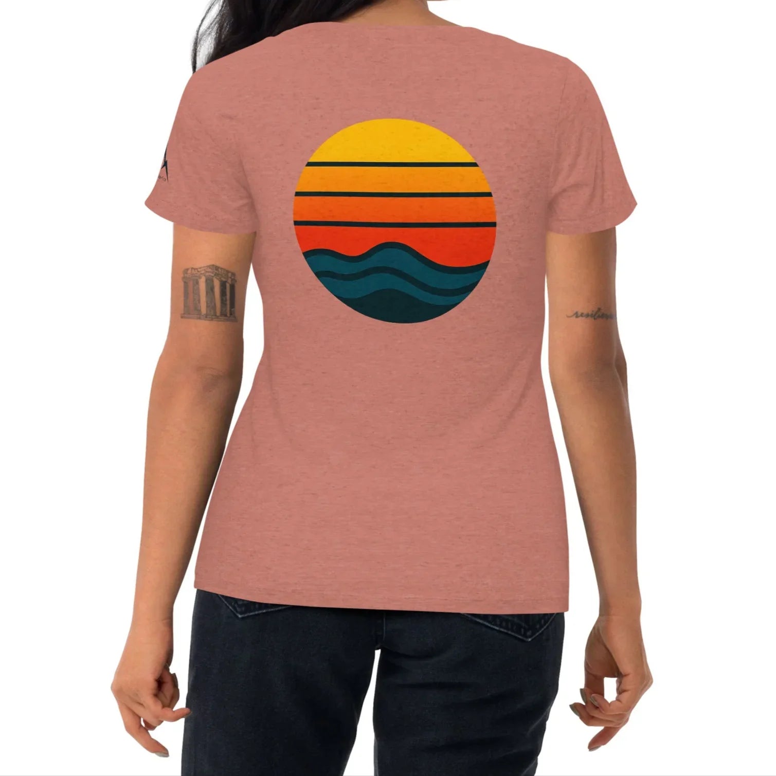 sunset waves back | fitted tee - f u n k + f i n a