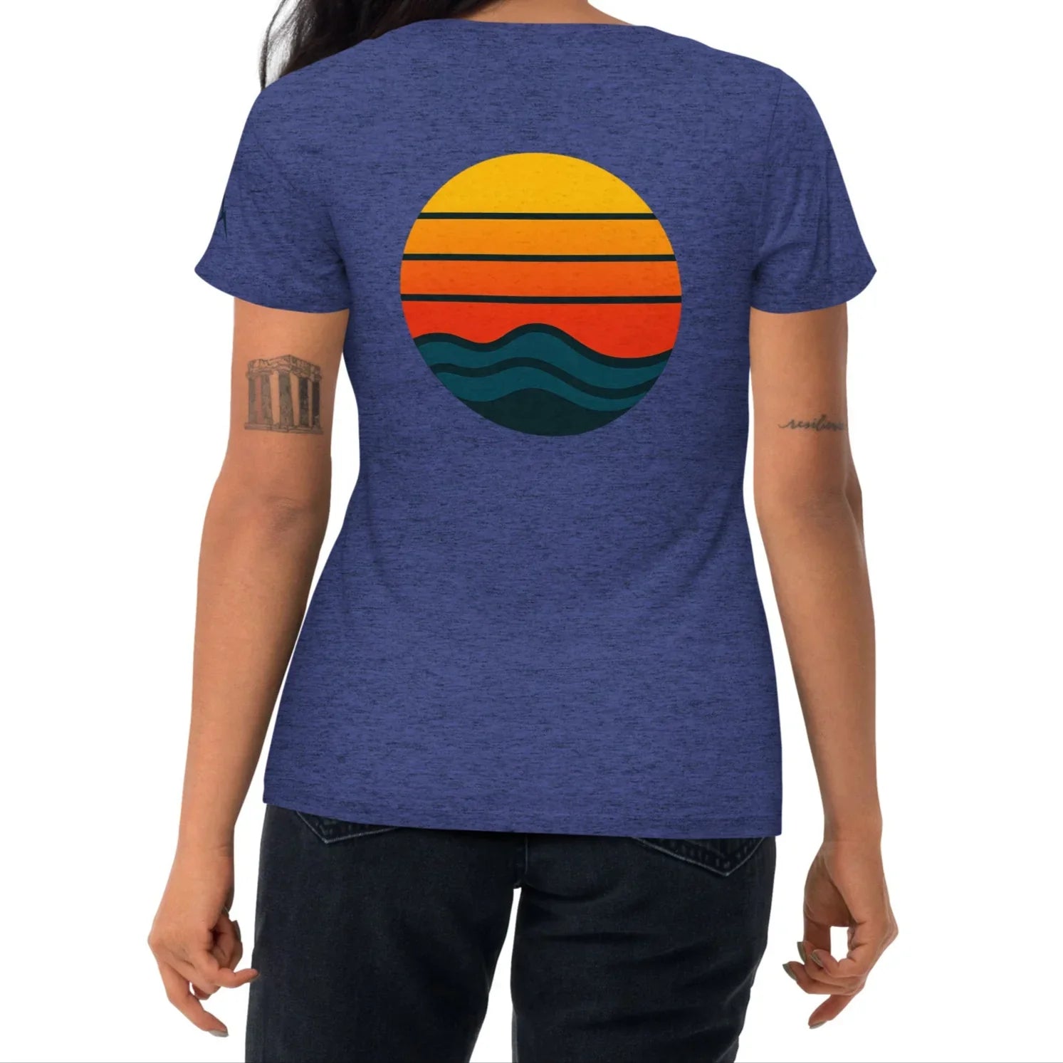 sunset waves back | fitted tee - f u n k + f i n a