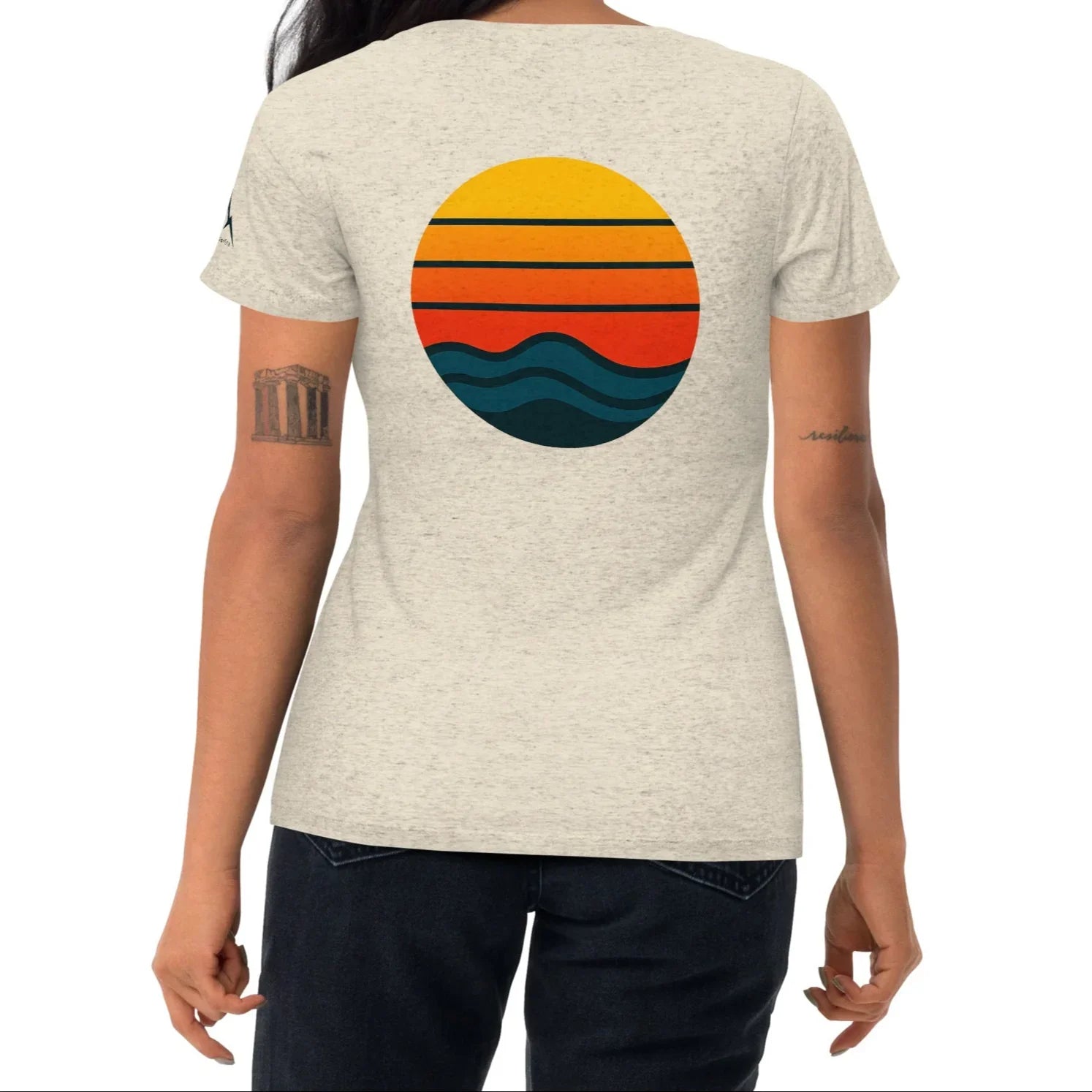 sunset waves back | fitted tee - f u n k + f i n a