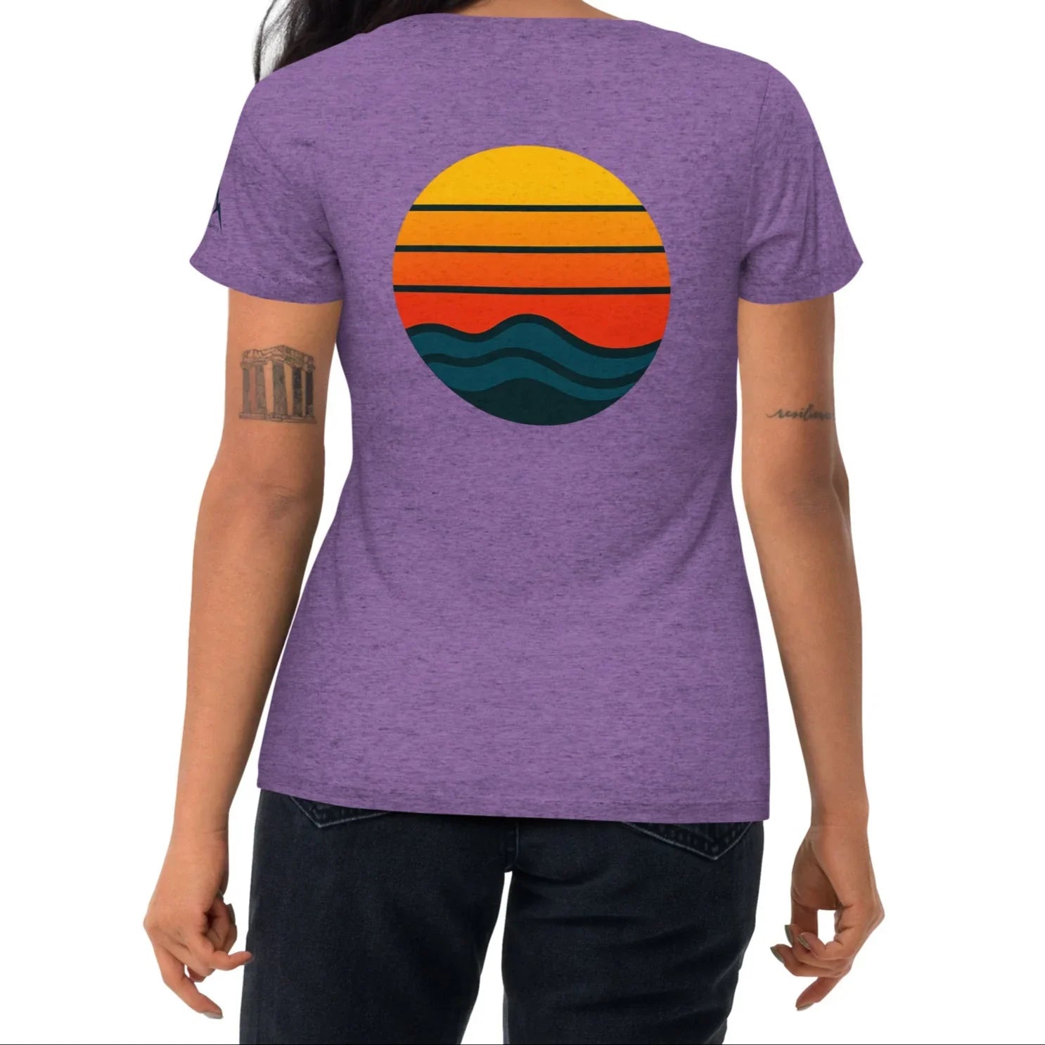 sunset waves back | fitted tee - f u n k + f i n a