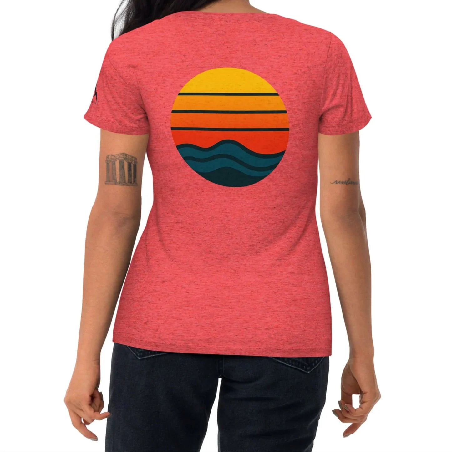 sunset waves back | fitted tee - f u n k + f i n a