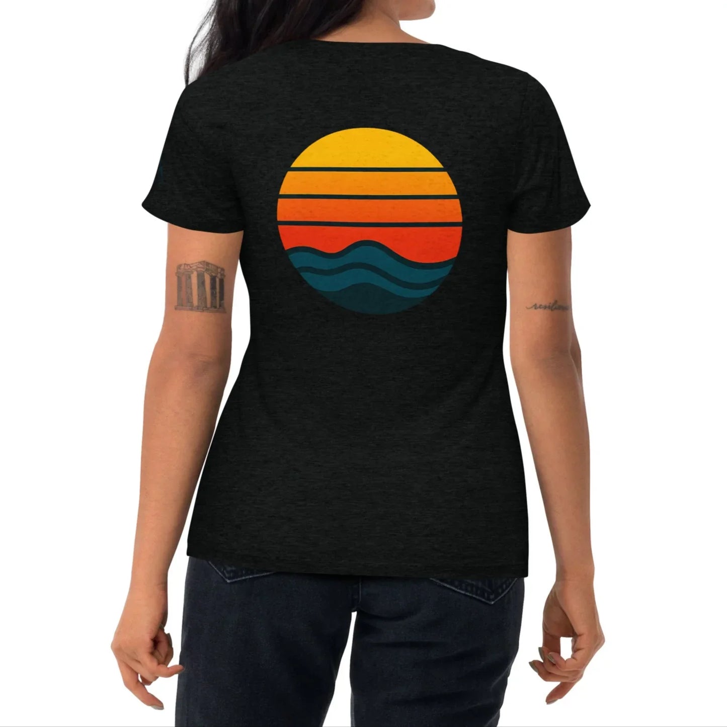 sunset waves back | fitted tee - f u n k + f i n a