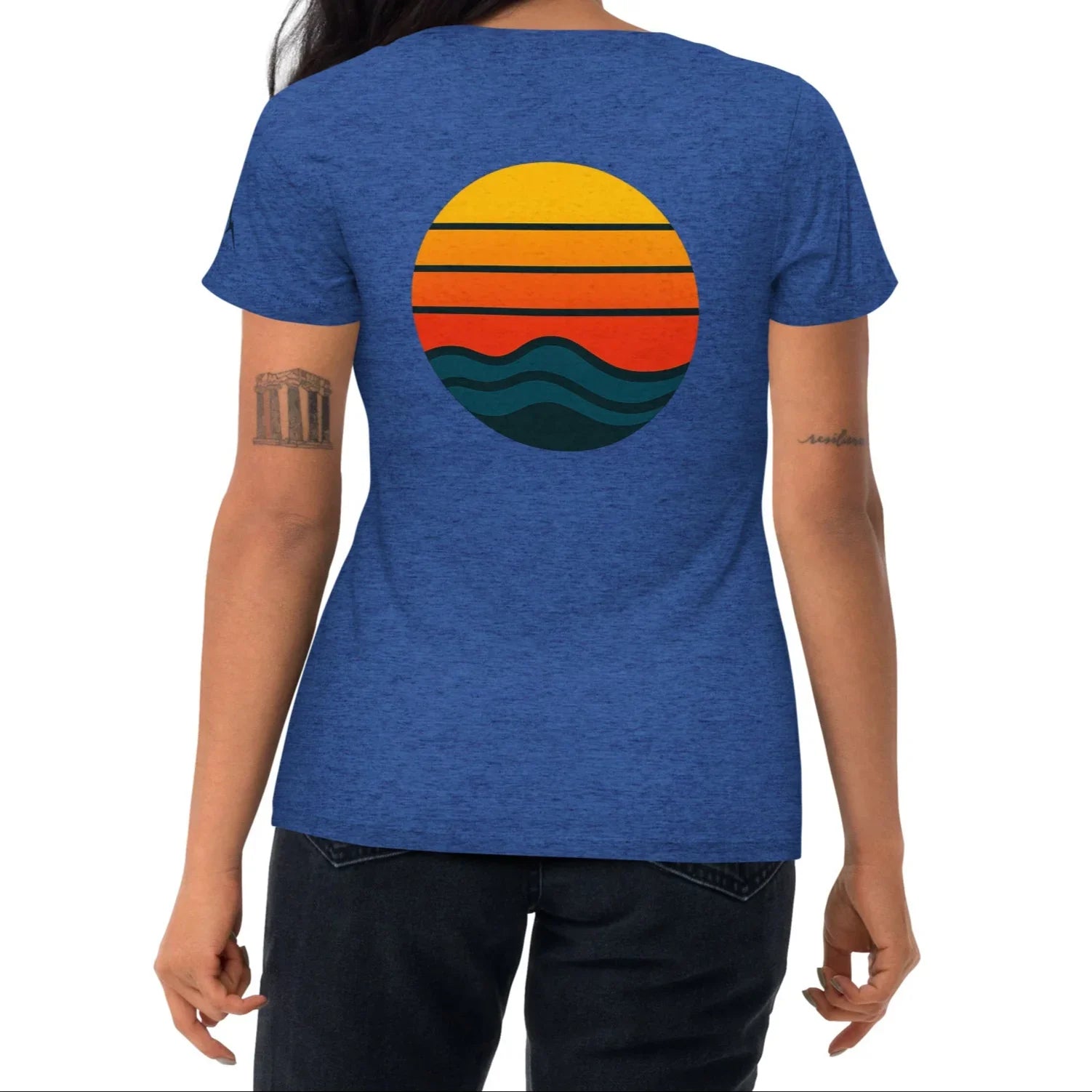 sunset waves back | fitted tee - f u n k + f i n a