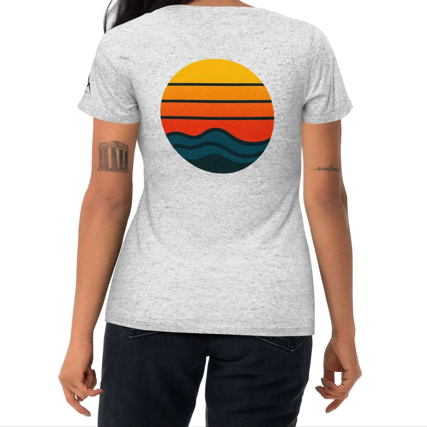 sunset waves back | fitted tee - f u n k + f i n a