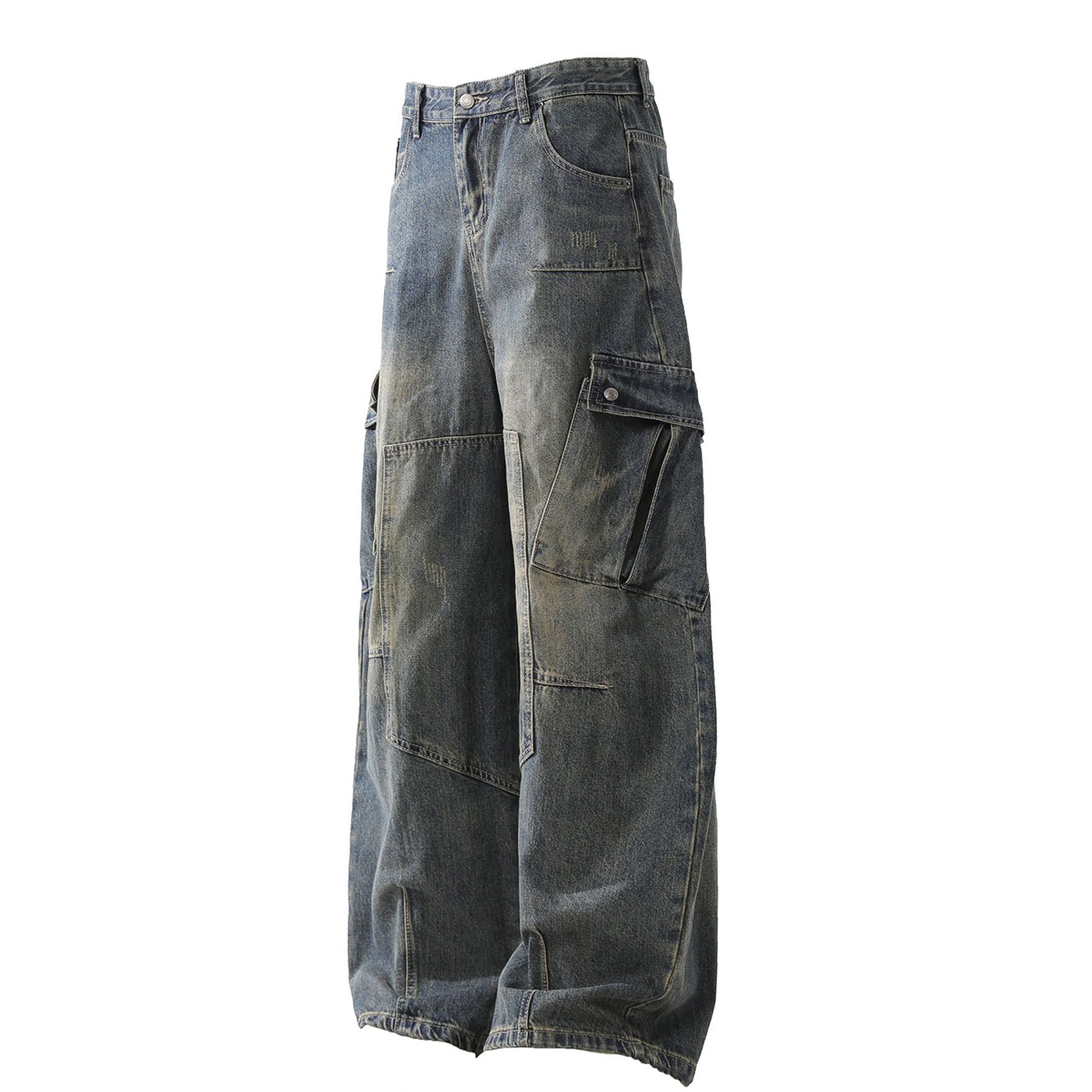 black-washed denim cargo pants