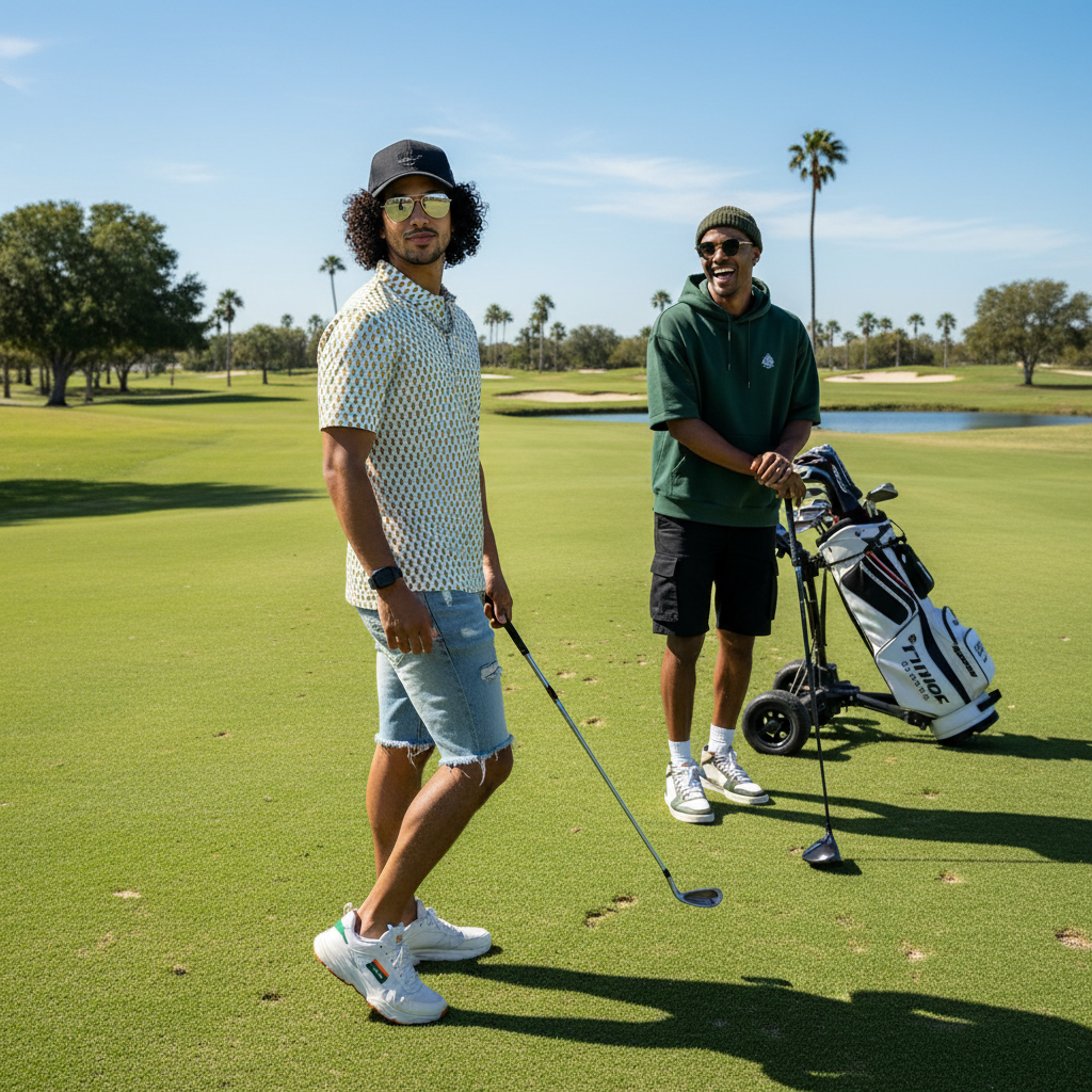 couple of golfers with swagger wearing club funk gear