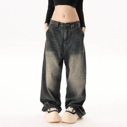 xtra loose fit straight-leg washed jeans