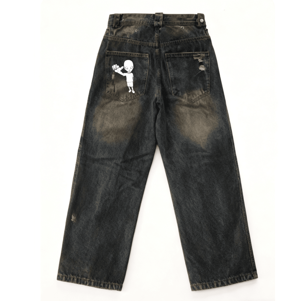 xtra loose fit straight-leg washed jeans
