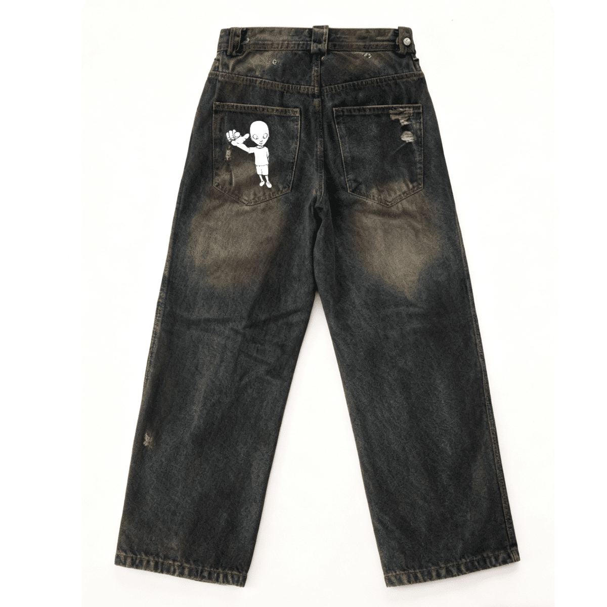 xtra loose fit straight-leg washed jeans