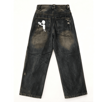 xtra loose fit straight-leg washed jeans