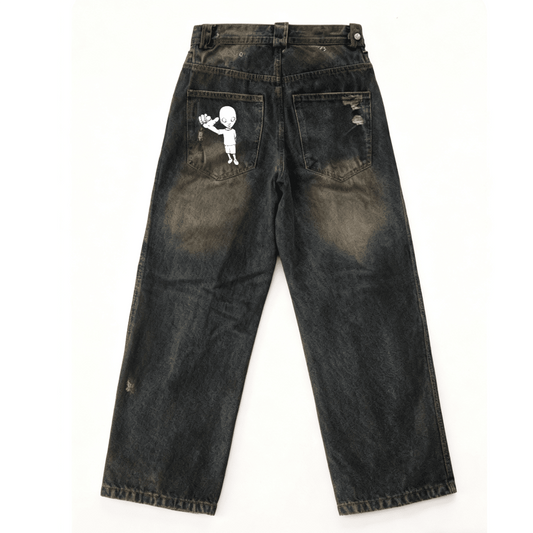 xtra loose fit straight-leg washed jeans