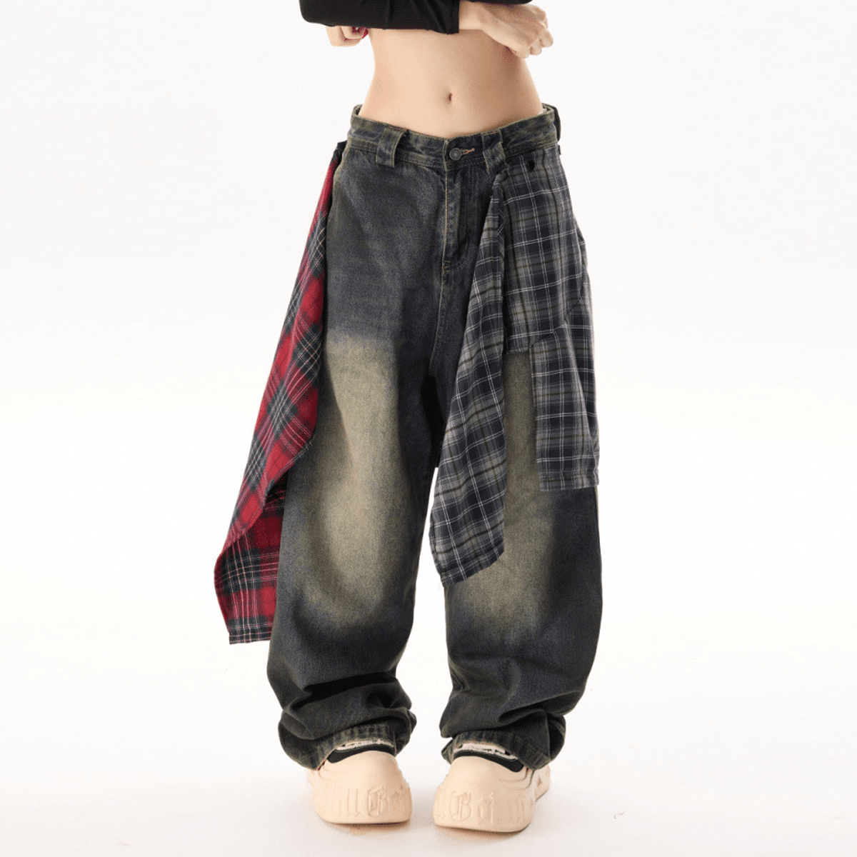 xtra loose fit straight-leg washed jeans