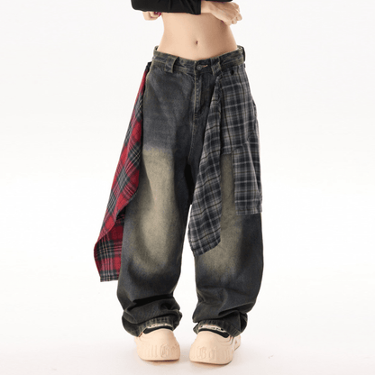 xtra loose fit straight-leg washed jeans