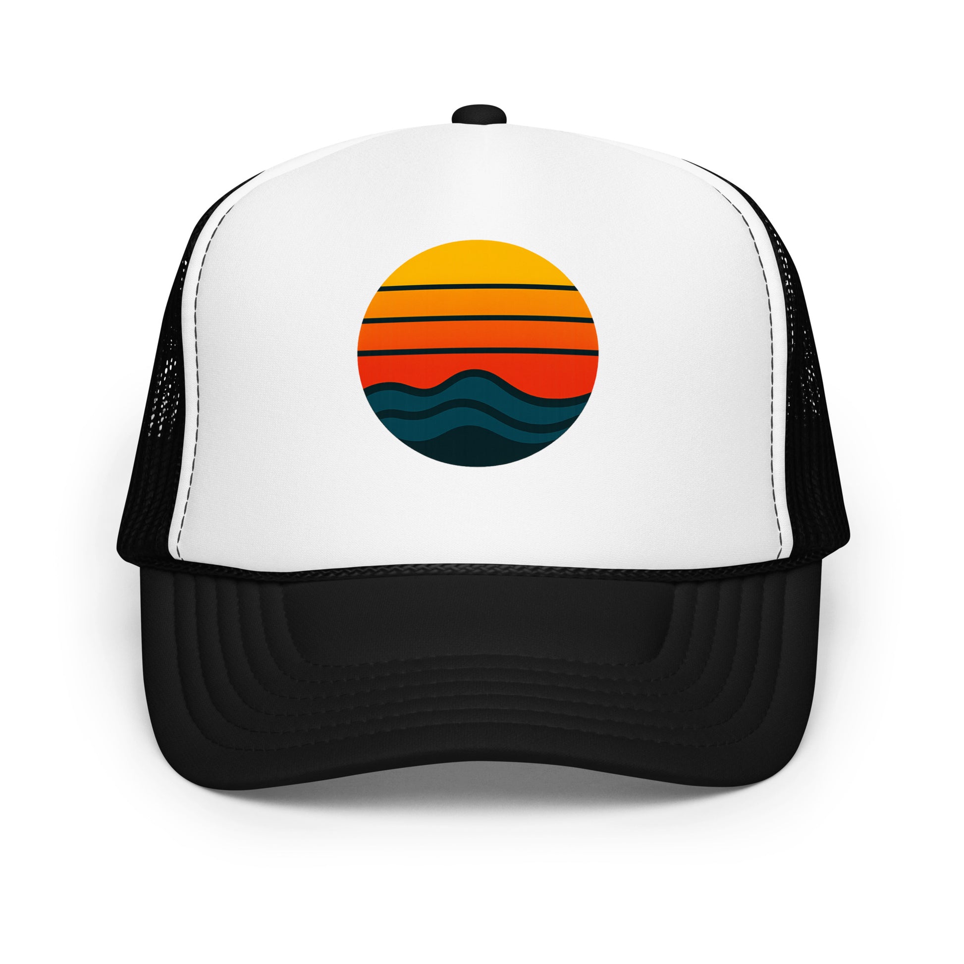 super cool sunset wave trucker hat