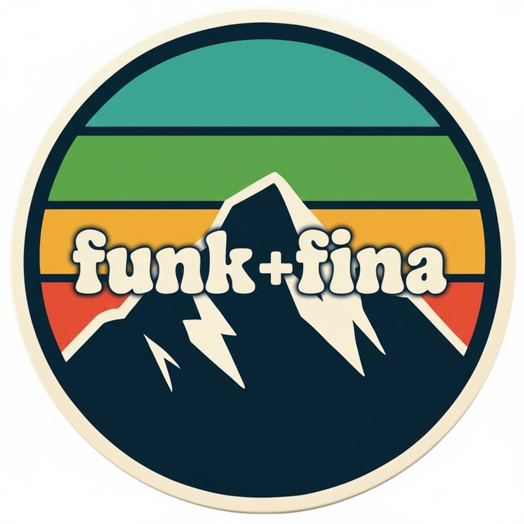 funk fina mountain logo text overlay