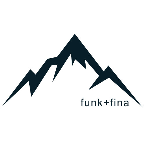 mountain peak with funk + fina logo