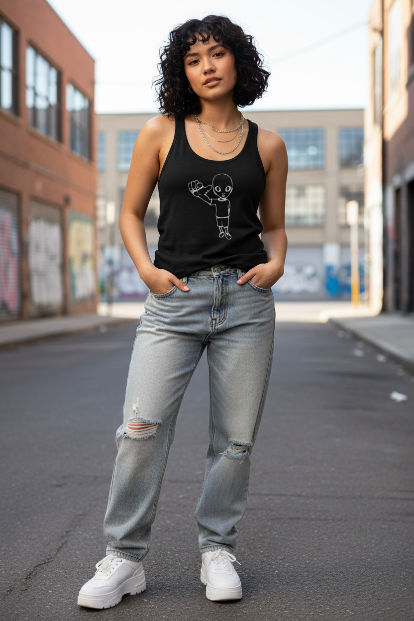 woman in black xtra racerback tank